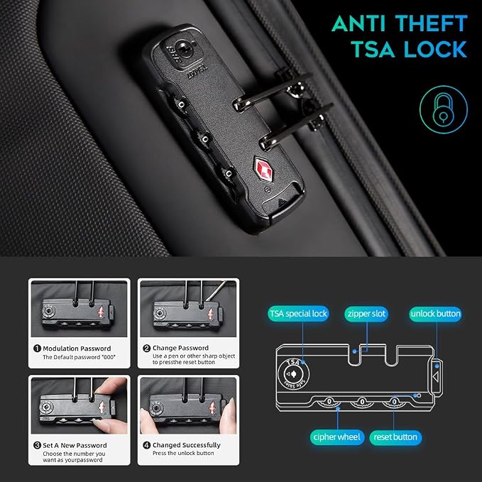 BANGE Anti-Theft Backpack with USB Charging Port 17.3 Inch Business Laptop Backpack - Image 5