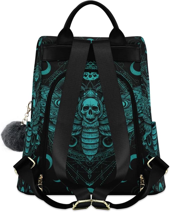 Anti Theft Backpack Butterfly Skull Blue Boho Mandala Women Large Fashion Travel Shoulder Bag Purse Rucksack Lightweight - Image 2