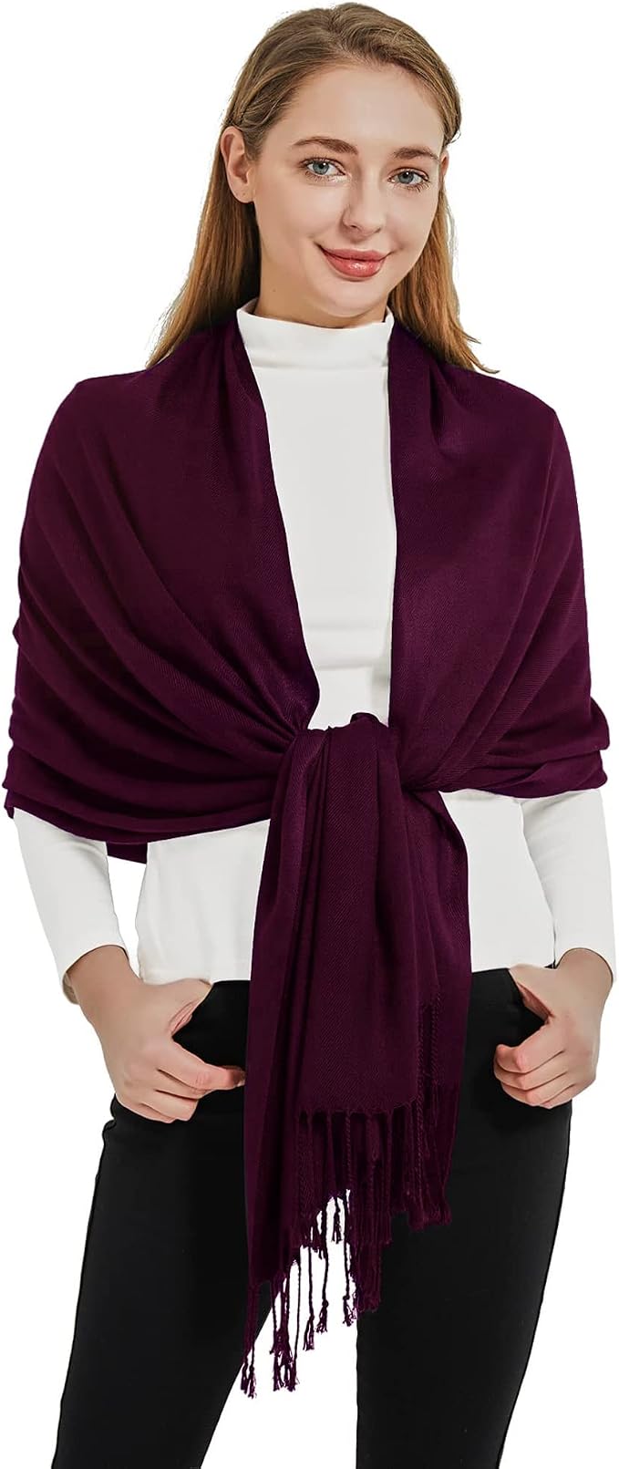 Soft Silky Pashmina Shawl Wraps Solid Colors Scarf for Wedding Evening Dresses by Ronfoxi