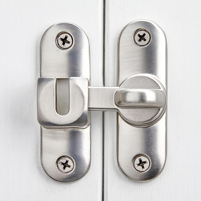 3 Pcs Silvery 90/180 Degree Sliding Door Latches,Zinc Alloy Flip Latch | Barn Door Latch,Cabinet Lock,Right Angle Door Lock,for bedroom,cabinet,drawer,Gardens,Wine Cabinet,garage,window,Pet Cage - Image 4