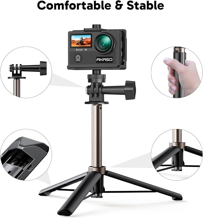 AKASO Brave 4 Action Camera with Selfie Stick Tripod and Carry Bag Bundle | 20MP EIS WiFi 170° FOV 5X Zoom Waterproof Underwater Camera for Snorkel, Travel, Bicycle, Helmet, Motorcycle Accessories Kit - Image 11