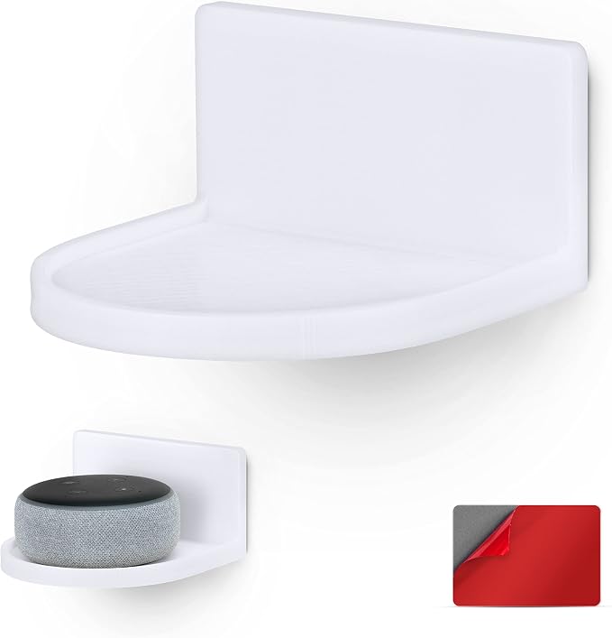 BRAINWAVZ 4.6" Round Baby Monitor Wall Mount Shelf, Adhesive & Easy to Install, Also for Cameras, Speakers, Decor, Toys, Bedroom, WiFi Routers, Kitchen, Cable Box & More, (CF125, White) by Brainwavz