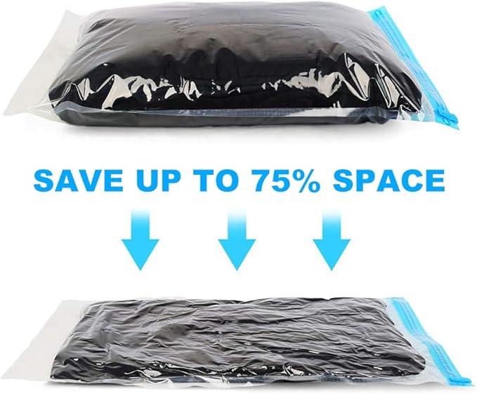 Compression Bags - Travel Essentials - 12 Pack Space Saver Bags - No Vacuum Pump Or Air Extractor is Needed - Storage Accessorie and Home Packing Organizers (transparent) - Image 2