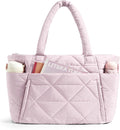 BAGSMART Tote Bag for Women, Puffer Tote Bag with Zipper, Large Quilted Shoulder Bag with Compartments for Travel, Work, Gym by BAGSMART