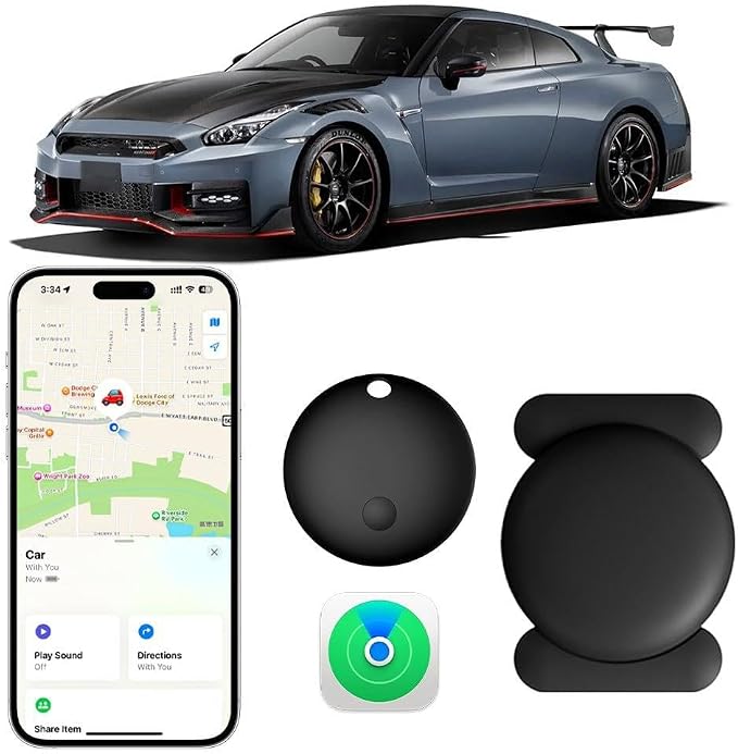 Mini GPS Tracker for Vehicles, No Month Fees, Bluetooth Tracker Tag | Magnetic Tracker for Car, IP67 Waterproof, 12 Months Battery Life, No Subscription, Tracking Tag for Cars Bikes Luggage by Unknown