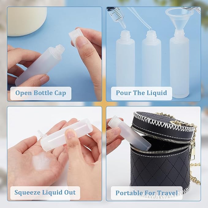 BENECREAT 10 Pack 18ml 0.6oz Small Travel Squeeze Bottles Refillable Makeup Foundation Container Travel Essentials Sample Bottles for Toiletries, Shampoo Toner Cosmetic - Image 4