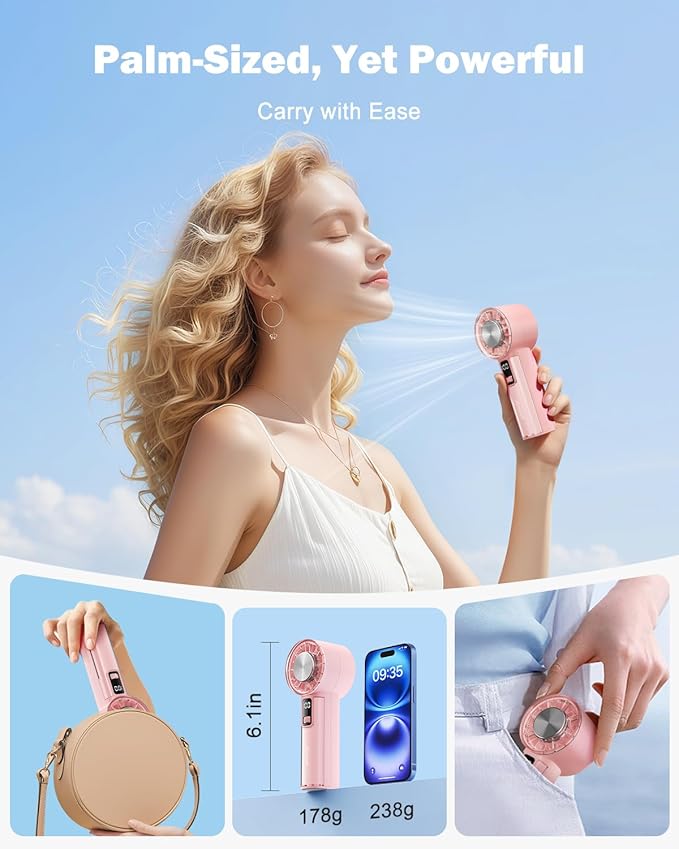 AMACOOL Handheld Fan with Ice Cooler, Mini Portable Cooling Fan | Gifts for Mom Her Women Girl, Small Yet Powerful, Personal Hand Fans for Travel Essentials Beach Outdoor Makeup - Image 5