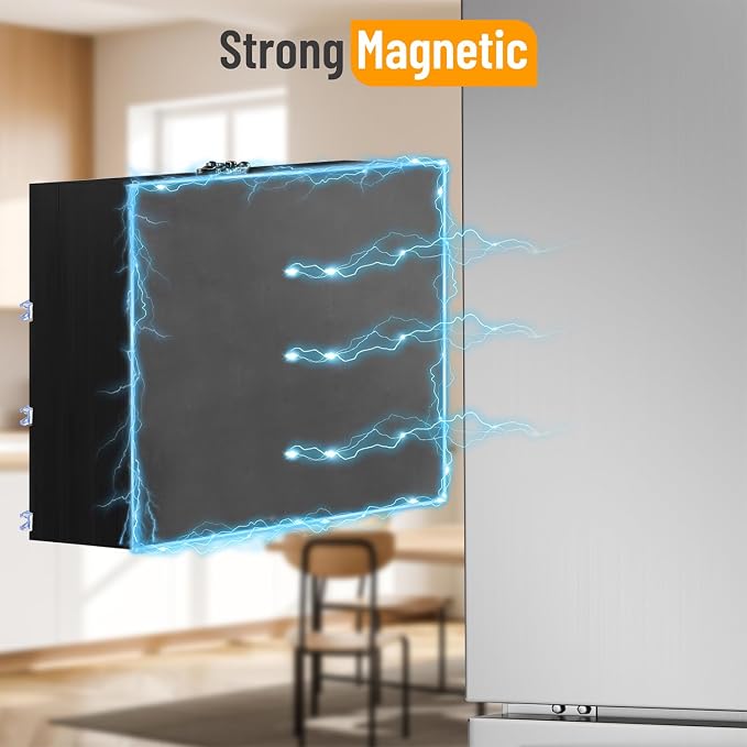 Allinside Magnetic Plastic Wrap Dispenser with Cutter, 3 in 1 Refrigerator Bamboo Wood Organizer for Tin Foil, Baking, Wax Paper Holder Kitchen Storage Box Compatible with 12.9" Roll, Black (3 Layer) - Image 3