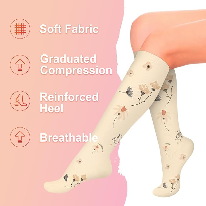 4 Pairs Compression Socks for Women Circulation-Best Support for Nurses,Running,Athletic,Travel - Image 5
