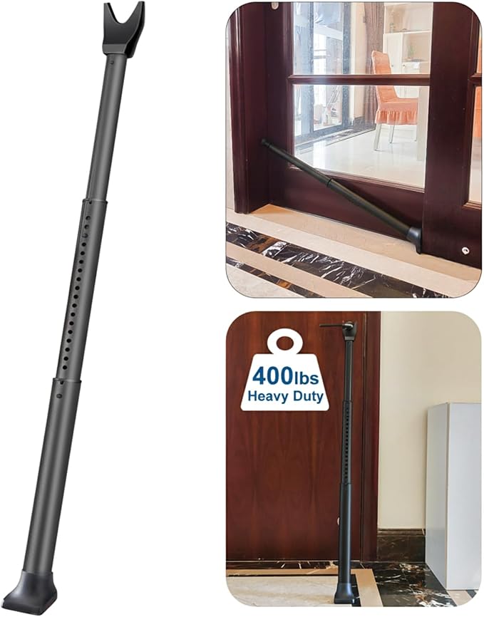 Rerishom Door Security Bar, Heavy Duty Door Stopper Jammer for Travel | Locking Security Bar for Door, Adjustable Home Security Barricade for Apartment, Hotel Room and Screen Door by HuiQiuRerishomLtd