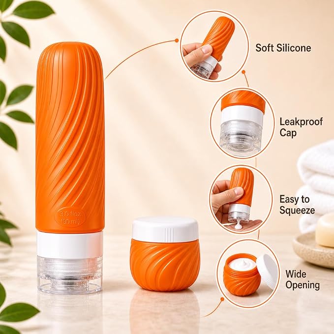 Travel Bottles for Toiletries,TSA Approved Silicone Travel Size Containers, Refillable Liquid Leak Proof Travel Shampoo and Conditioner Bottles for Women & Men, Airplane Carry On Essentials - Image 3