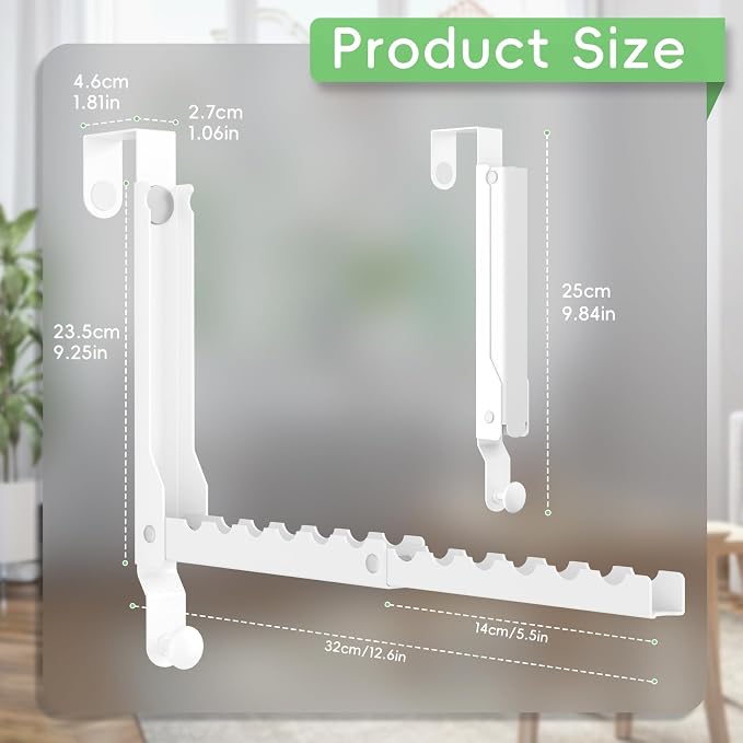 Foldable Over the Door Hooks, Over the Door Hanger for Space Saving | Heavy-duty and Portable, Suit Door Up to 1 3/4" Thick with 10 Slots for Hanging Clothes, Perfect for Small Dorm and Bedroom - Image 5