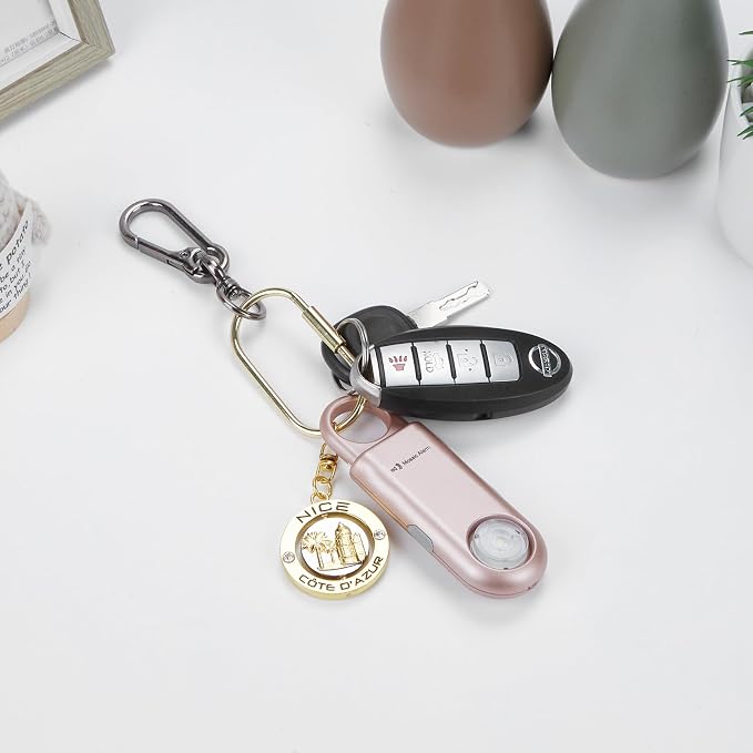 135dB Rechargeable Personal Safety Alarm Strobe Light Flashlight Keychain Siren for Women, College School Students Emergency SOS Alerts Loud Sound Torchlight Hiking Alarm Bear Deterrent. Rose Gold - Image 6