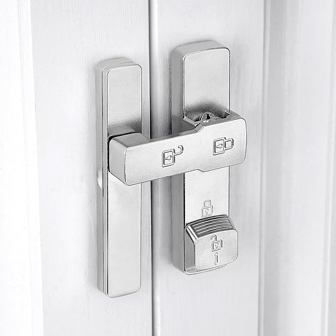 2 Packs Silvery 180 Degree Barn Door Lock,Flip Gate Latches Hardware | Zinc Alloy Door Lock,Sliding Door Latches,for bedroom,drawer,pet enclosures,cabinet,garage,window - Image 4