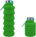Collapsible Water Bottles 17oz, Odorless BPA-Free Silicone, Leak-Proof Foldable Reusable Bottle - Perfect for Travel Sports Gym Hiking Camping Cycling - Green by VadoWorld