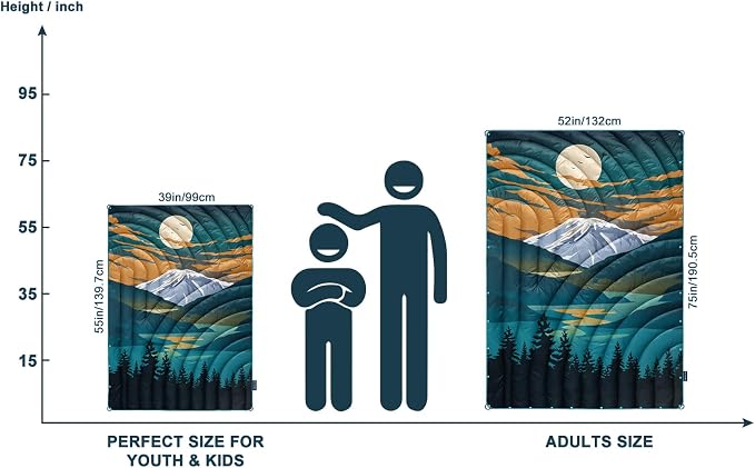 Puffy Camping Blanket,Large Camp Blanket Outdoor Camping Quilt Waterproof | Lightweight Printed Warm Packable Down Alternative Blanket for Camping,Traveling, Stadium, Hiking, Picnics - Image 2