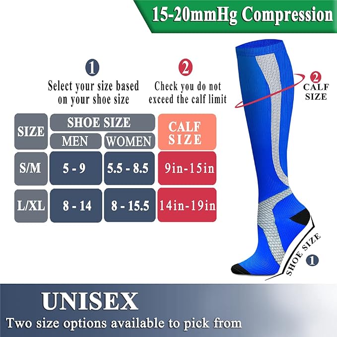 QUXIANG Copper Compression Socks for Women & Men Circulation (8 Pairs) - Best for Running Athletic Cycling - 15-20 mmHg - Image 7