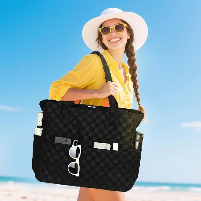 LEDAOU Large Beach Bag for Women, Waterproof Sandproof Tote Bag with Zipper | 36L Pool and Swim bag with Zipper, Wet/Dry pocket and 7 Pockets for Beach Days, Cruises, Vacations and Family travel - Image 2