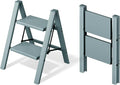 Mayi Plus 2 Step Stool Foldable, Aluminum, Lightweight Step Ladder | Extra-wide anti-slip folding steps with 330 lbs, for home,kitchen,office,outdoor,Blue by MAYIPLUS