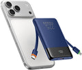 VEGER 10000mAh 22.5W Fast Charging Portable Charger with Built-in Cables | 0.4lb Slim USB C Power Bank, Small Battery Pack for iPhone 17/16/15/14 iPad Samsung, Flight Safe, Travel Essential, Navy Blue by VEGER
