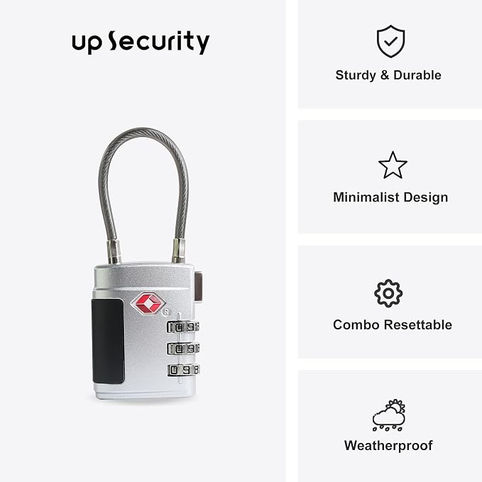 Luggage Locks TSA Approved 2 Pack, Small Combination Padlock, TSA Locks for Luggage, Combo Cabel Padlock for Travel Suitcase, Gym Locker, Gun Case, Ammo Can, Backpack Zipper (Black+Silver) - Image 2