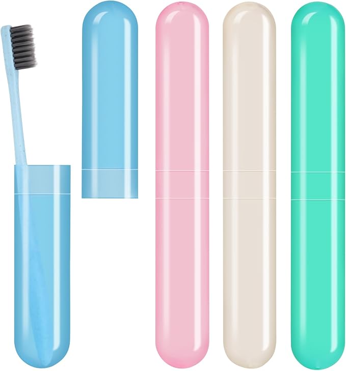 Hooqict 4 Pack Toothbrush Cases Travel Toothbrush Holder Portable Toothbrush Container Plastic Protector Cover Case for Traveling, Camping, Home, School, Business by Hooqict