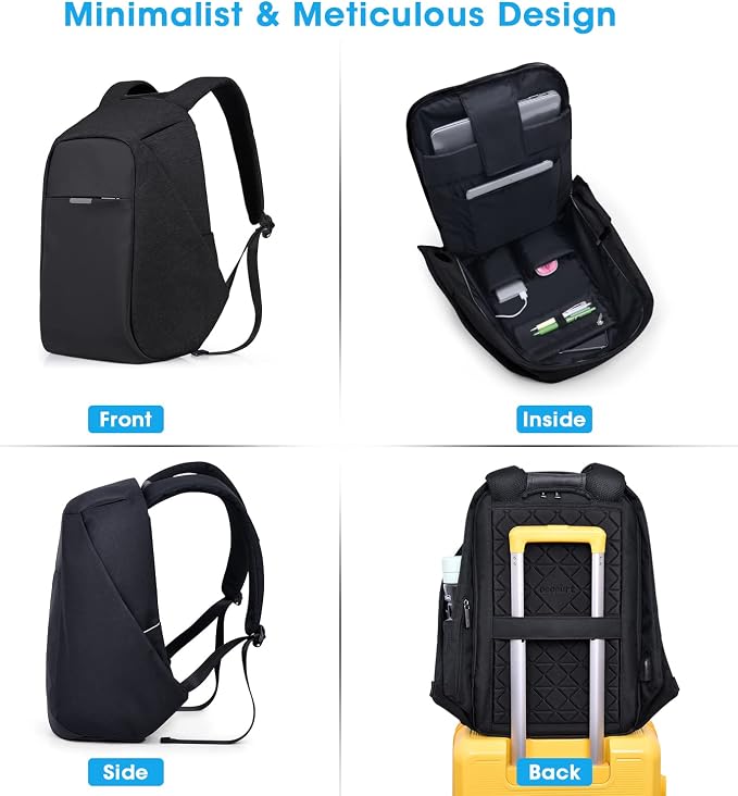 Anti Theft Backpack 15.6 Inch Laptop Travel Backpack with Hidden Zipper and USB Charging Port Waterproof Business Computer Bag for Men & Women - Image 5