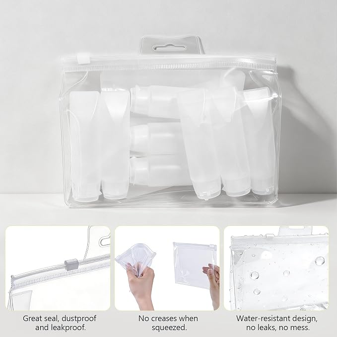 13pack Travel Bottles for Toiletries TSA Approved Leak Proof Travel Size Bottles with Toiletry Bag (BPA Free) travel containers for liquids Ideal for shampoo, lotion, sunscreen, perfume & more - Image 7