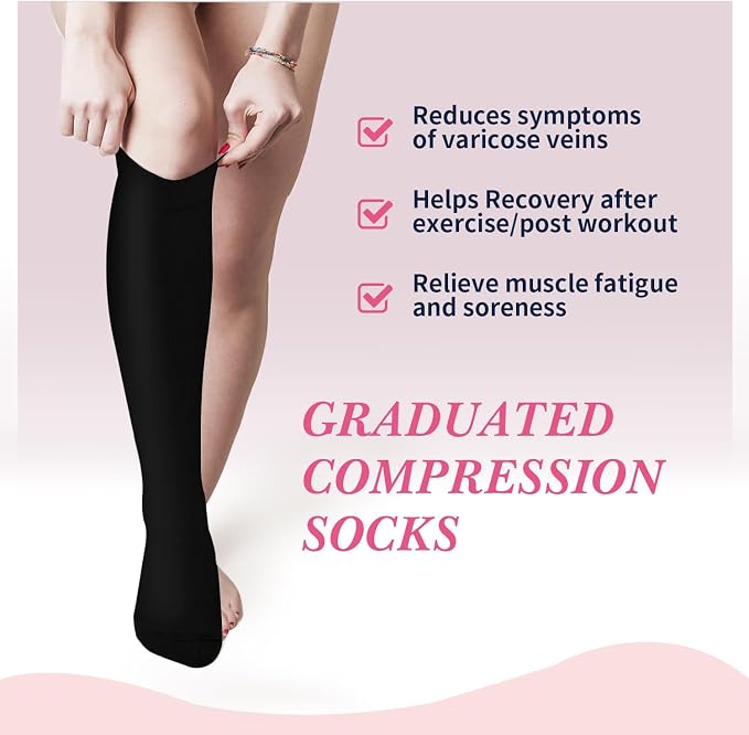 Sooverki Compression Socks for Women & Men 6 Pairs is Best Supportive Knee High Stockings for Circulation, Travel, Nurses - Image 4