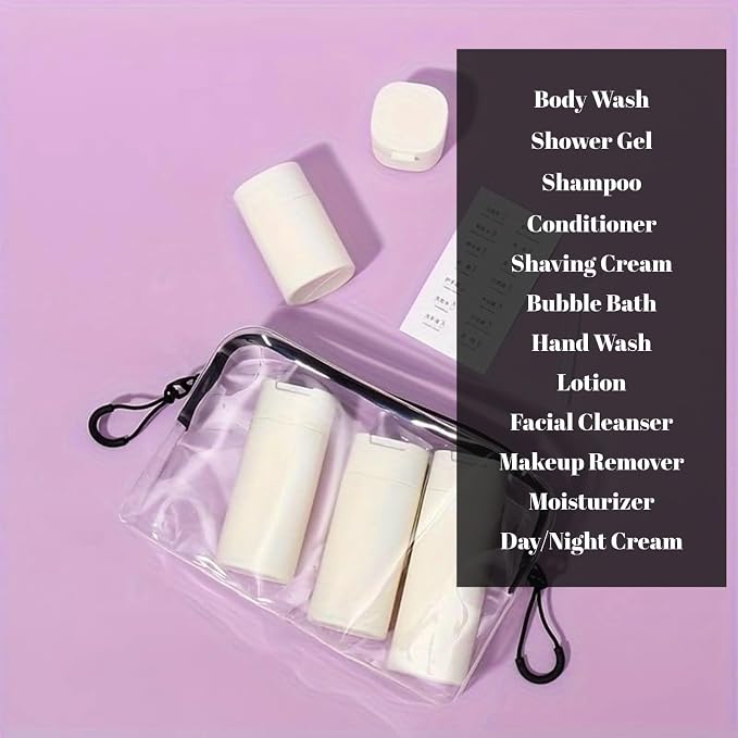 5pcs Travel Cream Dispenser Bottles Set Travel Bottles Toiletry Containers Set, TSA Approved, Travel Essentials - Image 3