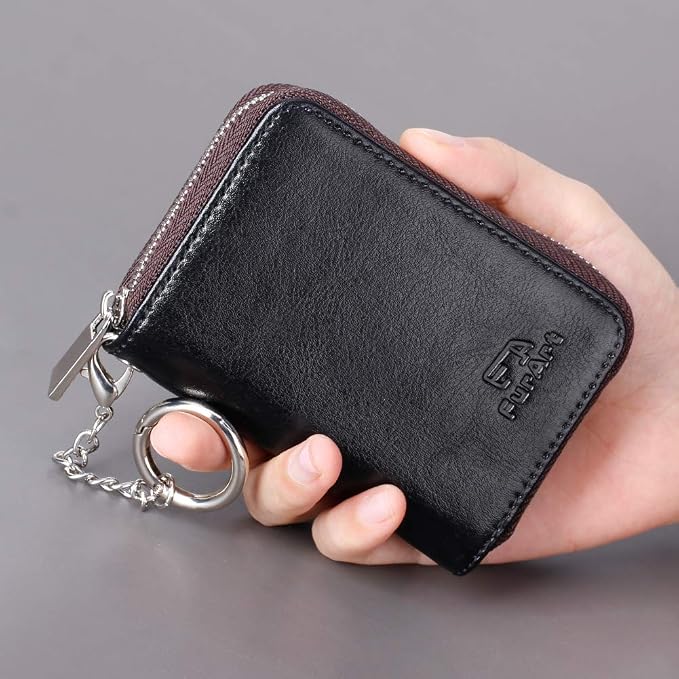 FurArt Zipper Wallet Women RFID Credit Card Holder keychain Wallet | ID Window RFID Blocking Compact Small business 15/16 slots - Image 4