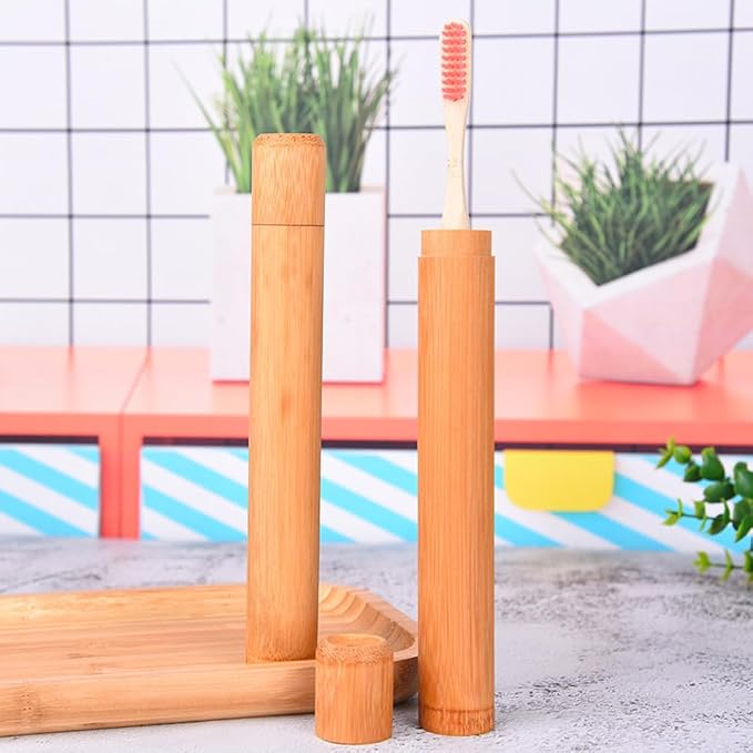 VASANA 2PCS Bamboo Toothbrush Case Portable Toothbrush Container Reusable Toothbrush Holder Personal Cleaning Tools Storage for Daily Use Traveling Camping(21CM) - Image 8