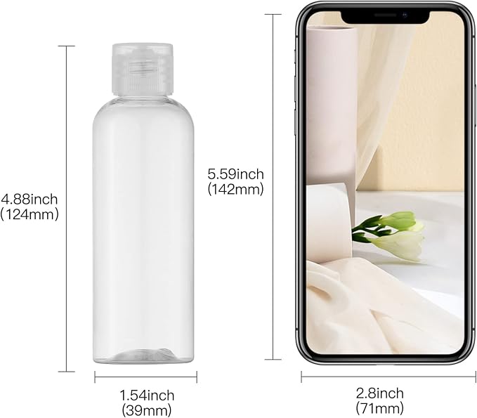 LISAPACK 3.4 oz Travel Bottles for Toiletries, Plastic Shampoo Containers | 5pcs small size dispenser, 100 ml clear squeeze tubes, leak proof, small empty for liquid, lotion, conditioner, soap, TSA - Image 6