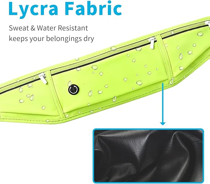 Slim Running Belt for Women Men,Runners Fanny Pack Phone Holder,Money Belt,Running Gear Accessories,with 3 Pockets (Fluorescent green) - Image 7