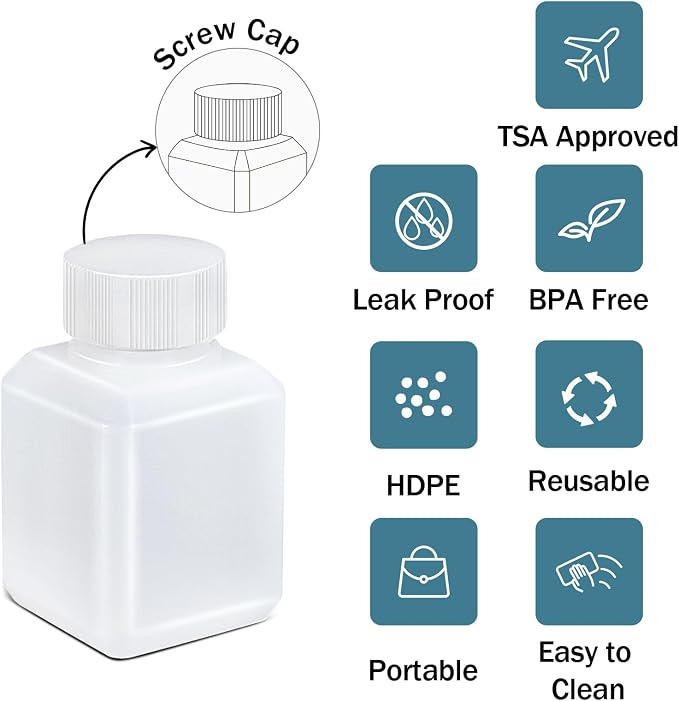 2oz/60ml Leak Proof Plastic Bottles with Caps for Liquids Sample, Reusable Small Bottles Containers for Travel, Camping and Hiking (Translucent, 10 Pcs) - Image 3