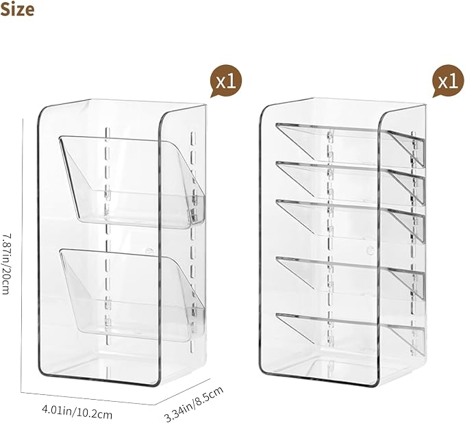 PAVSTINE 2-Pack Medicine Cabinet Organizer with Adjustable Dividers, Clear Vertical Layered Backward Slanting Shelves, Space-Saving, for Makeup Brush/Lip Gloss/Mascara Storage - Image 2