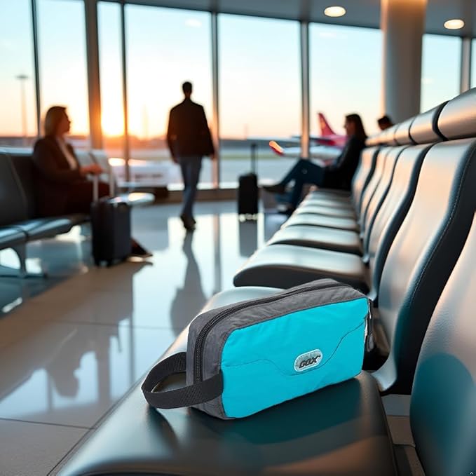 GOX Travel Small Toiletry Bag for Men Nylon Dopp Kit Medicine Bag Travel Organizer Pouch Shave Kits for Teens Toiletry Essentials Bathroom Compact (Turquoise, 7.9 * 3.7 * 2 Inches) - Image 3