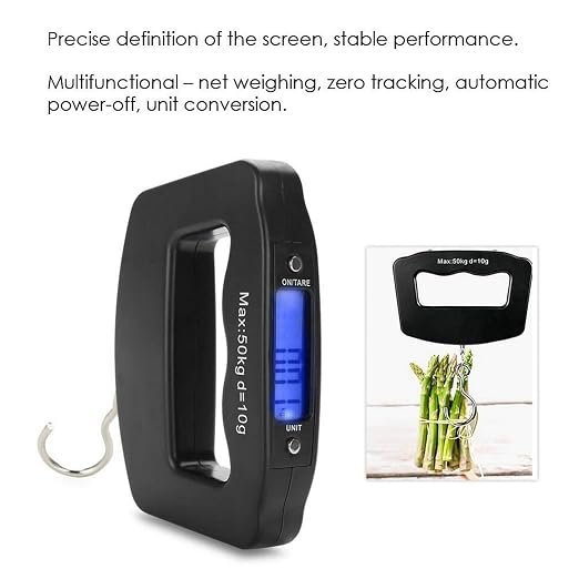 Portable Travel Luggage Electronic Scale, Digital LCD Hanging Box Weighing Scale 110 pounds/50 kilograms, Fishing, Luggage, Gifts (Hooks) - Image 5