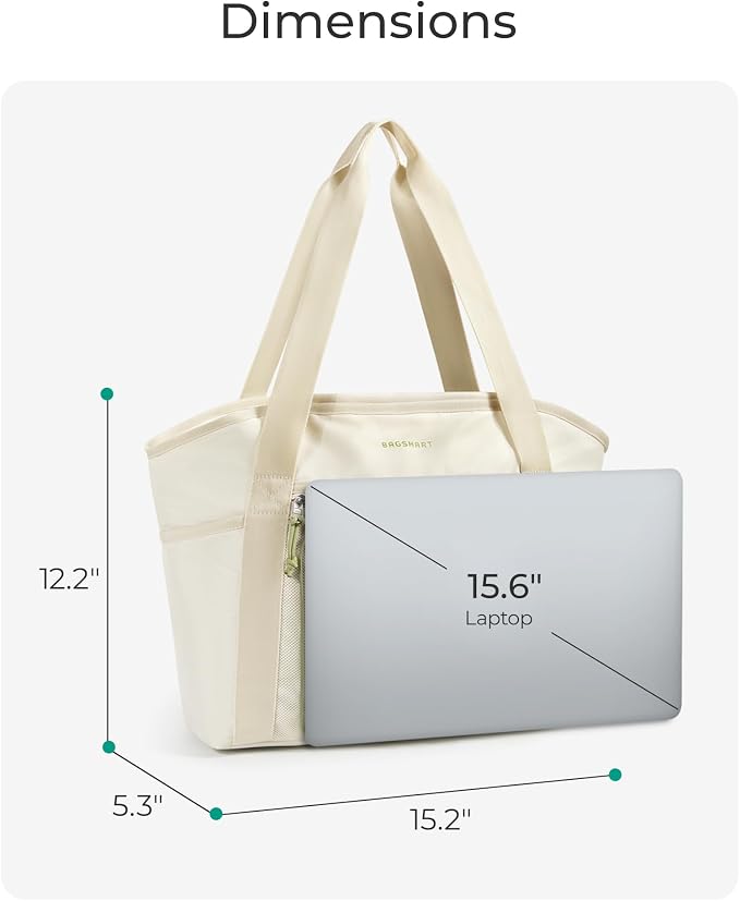 BAGSMART Women's Multi-Compartment Tote Bag with Elastic Cord | Handbag for Travel Fitness Outdoor Activities - Image 7
