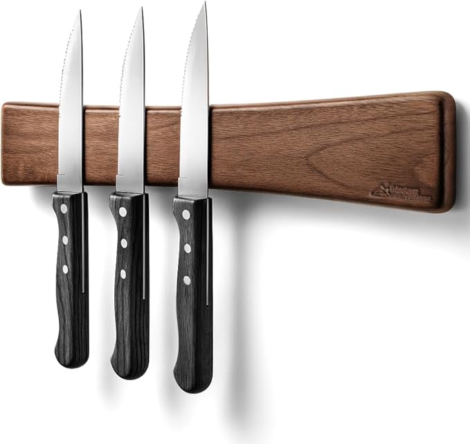 10 Inch Acacia Wood Magnetic Knife Holder with Multipurpose Use, Magnetic Knife Holders for Kitchen, Wooden Knife Rack, Magnet Strips for Knives & Metal Utensils, Tool Holder, Art Supply Organizer by ModernInnovations