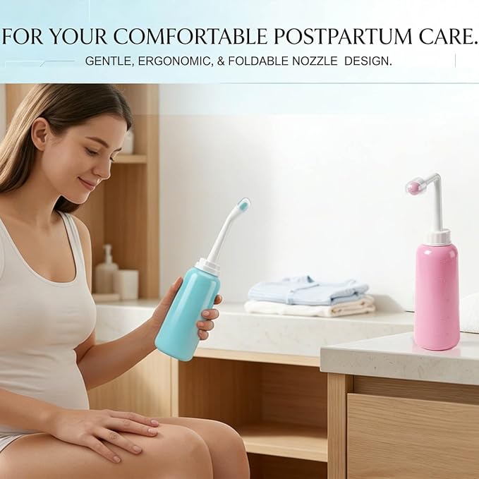 Portable Bidet,17oz Travel Bidet, 500ml Handheld Bidet,Bidet Bottle for Postpartum Care, Portable Bidet for Travel,Outdoor,Personal Hygiene, Camping Bidet,2 Pack, Mint Green & Pink - Image 2
