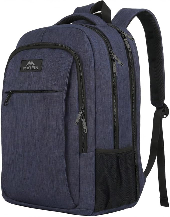 MATEIN Blue Heavy Duty Backpack, Computer Bookbag Fits 17 Inch Notebook | Large Carry On Luggage Travel Laptop Bag, Anti Theft Pocket, Sturdy College Business Daypack, Gifts for Men & Women by MATEIN