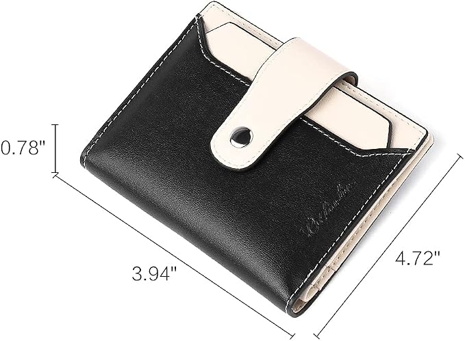 BOSTANTEN Leather Womens Wallet Small RFID Blocking Credit Card Holder | Removable ID Window, Zipper Coin Pocket, Bifold, Minimalist, Fits Small Purses, Daily Use, Ladies Gifts, Black-Beige - Image 7