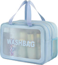 DAPOWER Travel Toiletry Bag for Women, Matte Translucent Toiletry Bag with Handy Handle, Makeup Cosmetic Organizer Bag for Travel Toiletries Accessories (Blue-XL) by DAPOWER