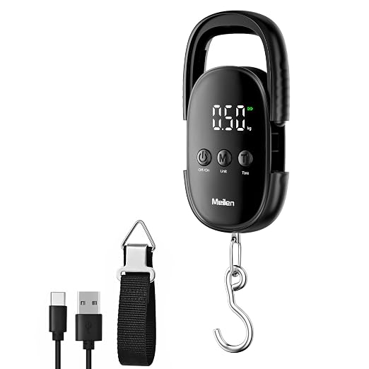Meilen Luggage Scale，Digital Travel Suitcase Weigh Scale，110lb/50kg | With Portable Hanging, Unit Backlit LED Display, Easy-to-Read Display, Type-C Rechargeable Battery by Meilen