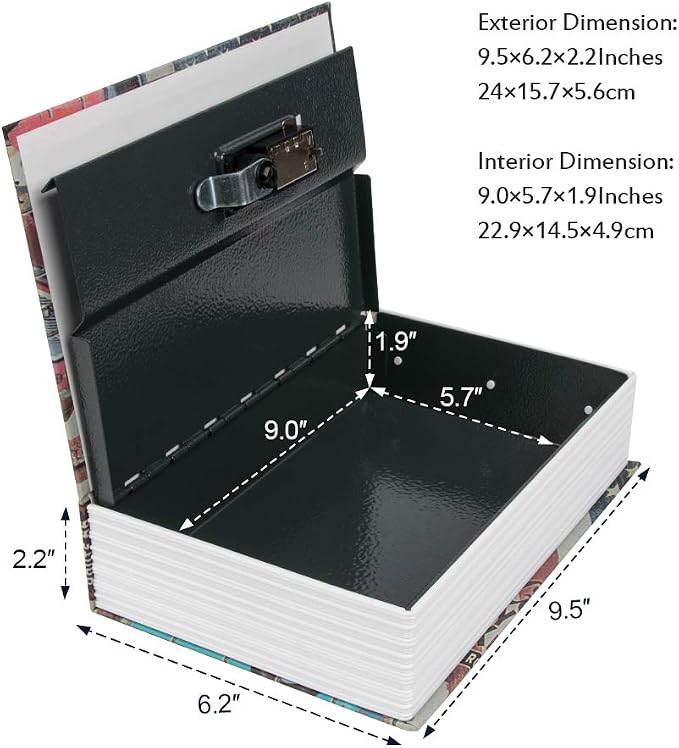 KYODOLED Hidden Metal Lock Box,Diversion Book Safe with Combination Lock,Money Hiding Box,Collection Box,9.5" x 6.2" x 2 .2",USA - Image 4