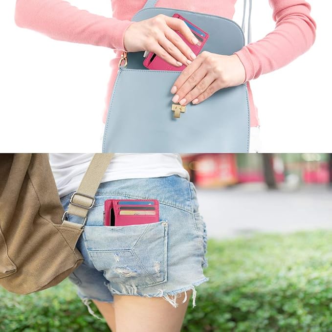 GH GOLD HORSE Slim RFID Blocking Card Holder Minimalist Leather Front Pocket Wallet for Women | Slim - Image 7