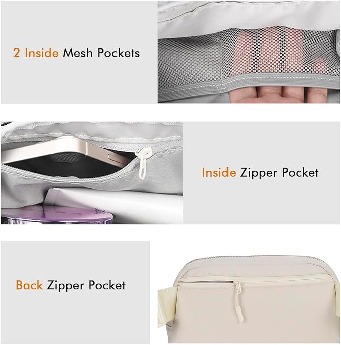 Anti Theft Belt Bag, Fanny Packs for Women Travel, Locking Waist Crossbody Bag with Adjustable Strap & Back Pocket, Fashion for Mother Teens Trip, Gym, Workout - Beige - Image 6