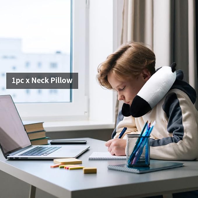 EKDJKK Travel Pillow for Kids, Cute Animal Neck Pillow Support U Shaped Cushion Plush Soft Rest Reading Pillow Sleeping Pillow for Airplane Train Car (Panda) - Image 7
