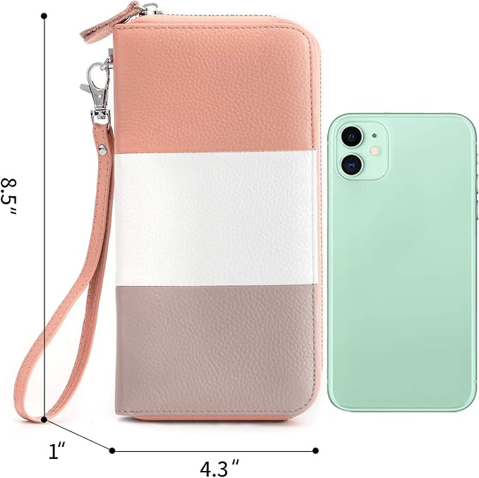 Moflycom Womens Wallet RFID Blocking Genuine Leather Multi Credit Card Large Capacity Zip Around Clutch Travel Purse Wristlet - Image 6